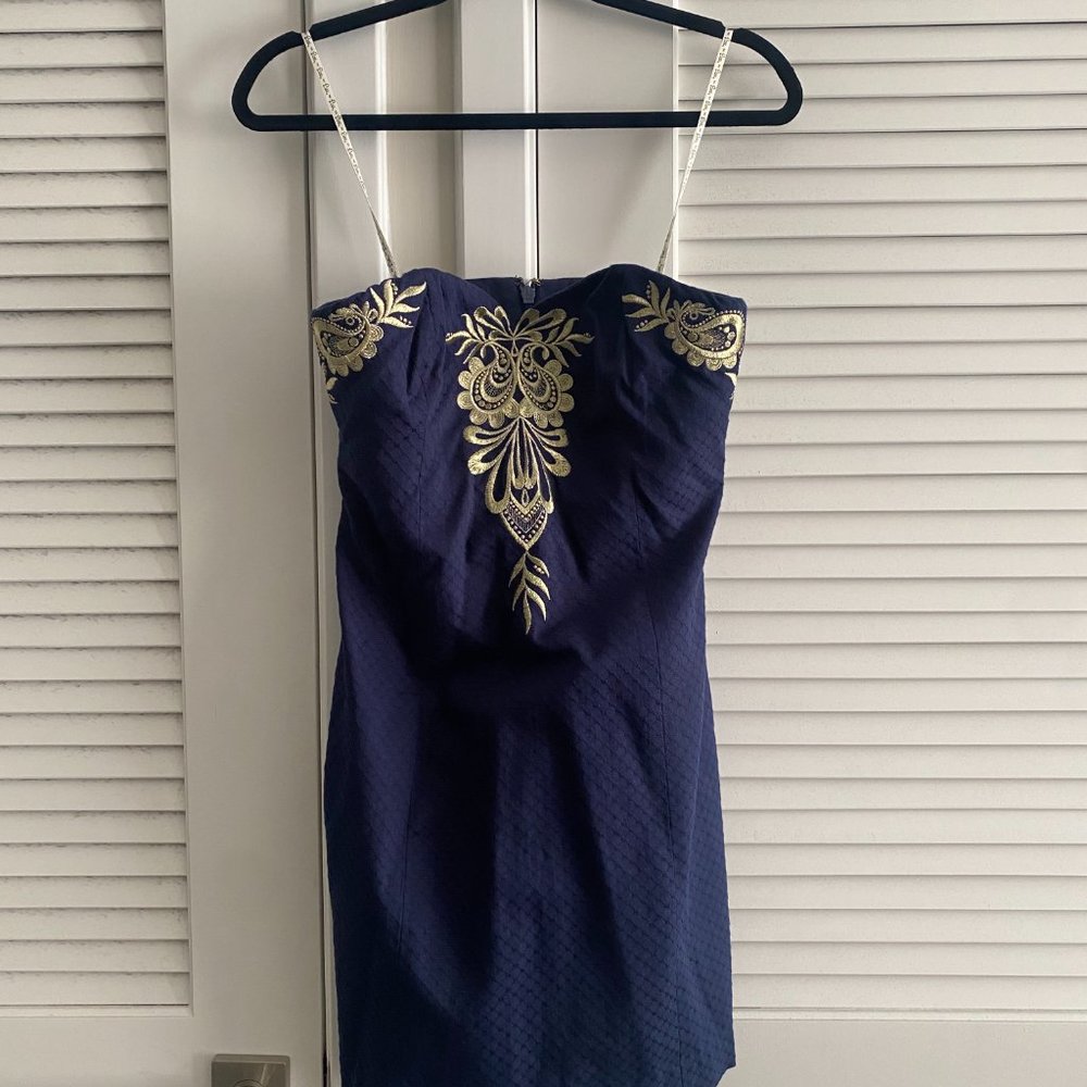 Lily Pulitzer Navy Strapless Dress